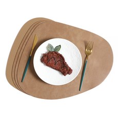 바른픽 식탁매트 테이블 양면 T05 2개, 베이지 + 머드, 1세트, 42 x 34 cm