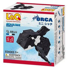 LaQ 積木 88片 迷你海洋生物模型 益智玩具, Q版虎鯨 黑色 + 白色, 1盒