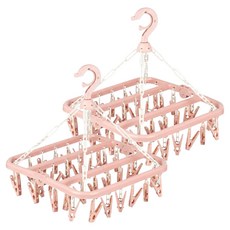 耕地多功能折疊衣架, 粉色, 2個