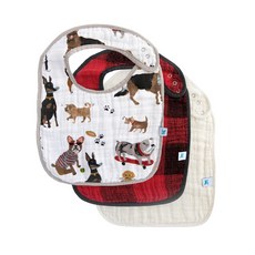 Little Unicorn 純棉經典圍兜3件組, 小狗當家, 1組, 1組