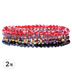 Homcell 瑜珈冥想彈性手環 紅色混搭 18cm, 2個