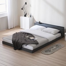 서울소호 홈즈 저상형 침대 프레임 + 파워 본넬 양면 매트리스 세트 방문설치, 그레이(프레임), 화이트(매트리스)