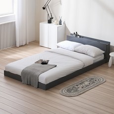 서울소호 홈즈 저상형 침대 프레임 + 파워 본넬 양면 매트리스 세트 방문설치, 그레이 + 화이트