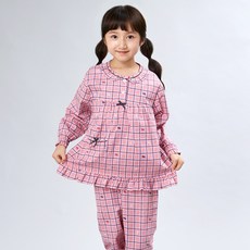 兒童款格紋純棉學生睡衣套組