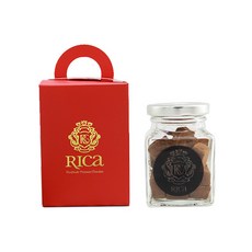 Rica名品手工黑巧克力 迷你巧克力+包裝 紅色+玻璃瓶組, 100克, 1套