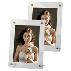 Ieumbai 圓形立式壓克力相框, 2個, 透明