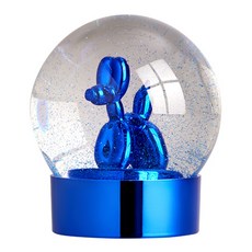 Balloon Dog Globe 迷你閃光七彩氣球狗造型水晶球, 寶藍色