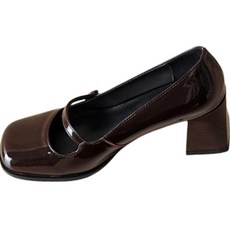 氣墊方頭亮面瑪莉珍跟鞋