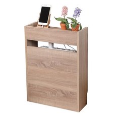 好幫手 充電架路由器收納邊櫃, 纖薄堅固, E0/P2等級塑合板, 43.3 x 16.5 x 60cm, 淺木紋