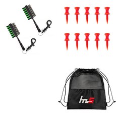 NAYA STYLE 高爾夫球桿頭清潔器 2P 隨機出貨+PE 高爾夫短T恤 10P 紅色+小袋套組 GFYP-31-3+169-1PU, 混色