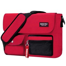 MARCO POLO 口袋斜背郵差包 MP6460+鑰匙圈, 紅色