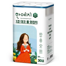 한예지 3겹데코 천연펄프 롤화장지 27m, 30개입, 1개