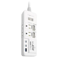 TATUNG 大同 氮化鎵智能延長線 5孔 ENO-K108P45LC-A8, 1.8m, 1條, 白色