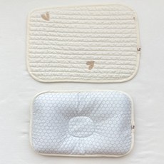 BebeHoa 新生兒 嬰兒 頭型 涼感枕, 1個, 愛心刺繡