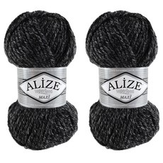 mamaknit 超長拉納針織紗, 木炭混合物, 2個