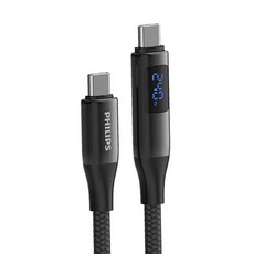 PHILIPS 飛利浦 C to C 240W PD USB3.1編織快充線 DLC4586C/96, 2m, Black, 1盒