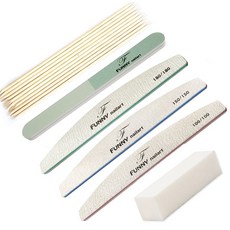 KAKAS 美甲磨砂棒 3入+雙面拋光條 3入+美甲磨砂海綿塊+櫸木棒 10入, 磨砂棒 3入+雙面拋光條 3入+磨砂海綿塊+櫸木棒 10入, 1組