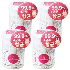 아띠래빗 신생아용 4균주 항균처리 투웨이 면봉, 4개, 200개입