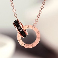 노이드비 여성용 써지컬스틸 크리스탈투링 심플목걸이 4컬러