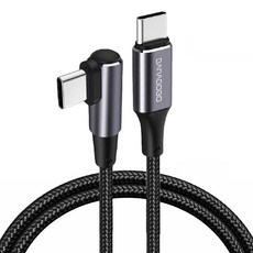 BARABOGO USB Type-C L型 CtoC 5A 100W PD 高速充電線, 2m, 黑色, 1個