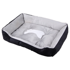 HISATO 方形凹型窩貓狗通用寵物床 保暖墊, 黑灰色, 1個