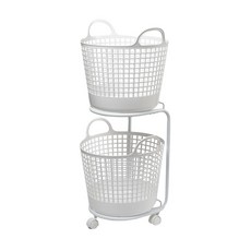 like-it 移動式圓形疊疊洗衣提籃 二層組 率性白