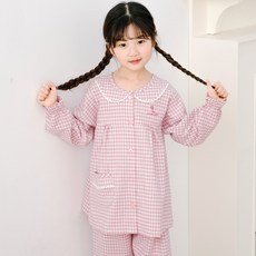 JJiniya 女童格紋長袖上衣+長褲套裝