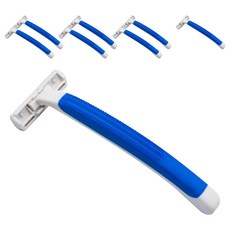 藍色市集 雙層刀片 不鏽鋼刮鬍刀 藍色, 8個, 1入