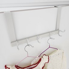 Happyj 門後免鑽孔掛勾 5鉤, 白色, 1個