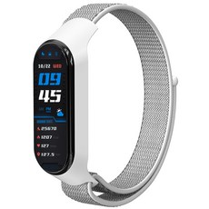 누아트 샤오미 미밴드 5/6/7 스포츠루프 밴드 스트랩, 실버화이트