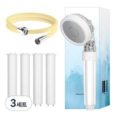 HappyDarling 3WAY濾芯蓮蓬頭+濾芯 4個+替換蓮蓬頭軟管 2m組, 3套, 香蕉（軟管）