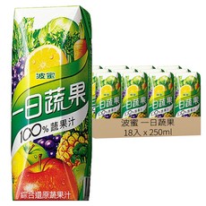 波蜜 一日蔬果 100%蔬果汁, 250ml, 18入