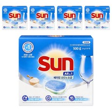 유니레버 썬 식기세척기용 타블렛 세제 베이킹소다 앤 소금 50개입, 500g, 5개