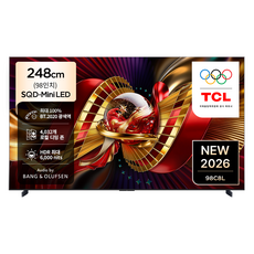 TCL 4K UHD Mini LED 프리미엄 SQD GoogleTV, 98C8L, 방문설치, 벽걸이형, 248cm(98인치)