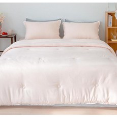 yesbedding 柔軟水洗奈米纖維素色絎縫四季被, 蜜桃粉色