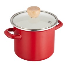 PEARL LIFE 珍珠金屬 Classo 深型琺瑯燉鍋 附密封蓋, 12cm, 紅色, 1個