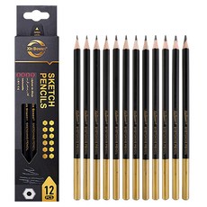 전문가용 드로잉 연필 12개 세트, 2H, H, F, HB, B, 2B~8B, 1세트