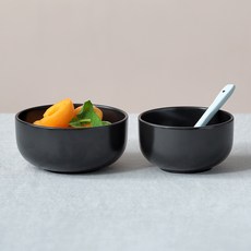 BOWLBOWL Retro Line餐碗組, 午夜黑, 飯碗+大碗, 1組