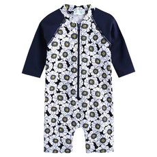 Vaenait Baby 孩童花朵圖案拉鍊式連身泳衣
