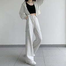 HL030 抽繩口袋工裝休閒長褲, 均碼, 淺灰