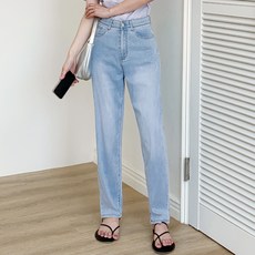 여성용 통기성 썸머 텐셀 배기 데님 팬츠 CS323436