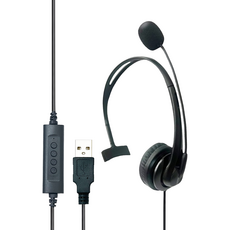 ziya 智雅科技 頭戴式耳機 單耳 USB插頭/介面 高效互動款 辦公商務專用 附麥克風, 黑色
