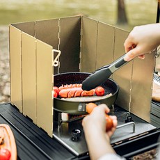 YS Company 露營折疊式爐具防風板, 米色, 1個