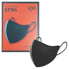 이비에 4중필터 새부리형 컬러 패션 마스크 중형 KF94, 30개입, 1개, 블랙