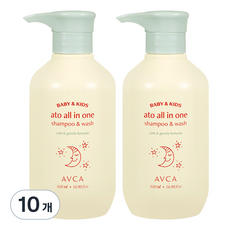 AVCA 嬰幼兒用Ato多合一洗髮沐浴精 無香味, 500ml, 10個