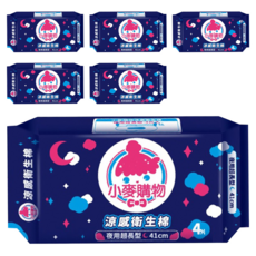 小麥購物 涼感衛生棉, 超長型 41cm, 4片, 6包