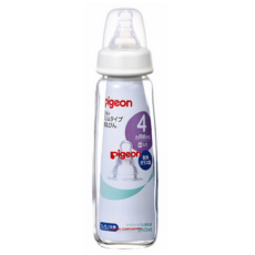 pigeon 貝親 一般口徑玻璃奶瓶 4個月以上適用, 白色, 240ml, 1個