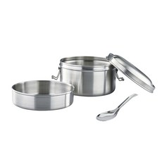 MiyAco 米雅可 經典316不鏽鋼 雙層圓形便當盒 附匙, 加厚頂級鋼材, 鏡面拋光精工藝, 菜飯分離更美味, MY-6012, 1組