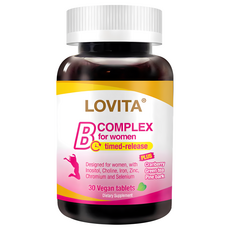 Lovita 愛維他 女性美妍活力B群 全素 10種B群完整組合 4合1美妍配方 長效緩釋 持續釋放8小時, 30顆, 1.1g, 1罐