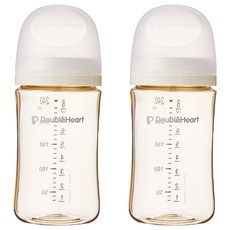 DoubleHeart 母乳實感 第三代 PPSU 無奶嘴奶瓶 雙入組, 午後米色, 無奶嘴, 240ml, 1個